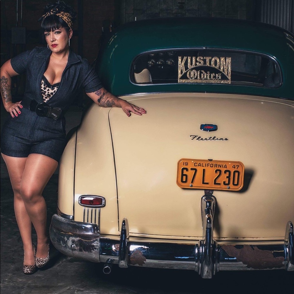 Rockabilly pinup jean romper